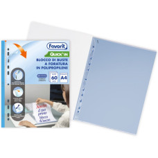 FAVORIT QUICK-IN BLOCCO DI 60 BUSTE FORATE PER RACCOGLITORE AD ANELLI  LISCIE