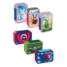 PELIKAN ASTUCCIO PORTAPENNE 3 ZIP COMPLETO MONSTERS FANTASIE ASSORTITE