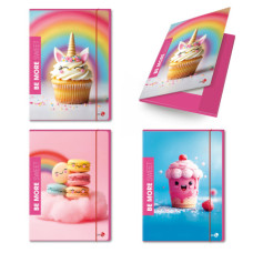 BE MORE SWEET CARTELLA A 3 LEMBI CON ELASTICO 25X35 CM CONF. 6 PEZZI ASSORTITI