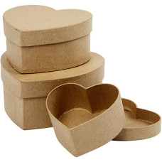SET DA 3 SCATOLE IN CARTAPESTA A FORMA DI CUORE