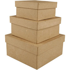 SET DA 3 SCATOLE IN CARTAPESTA A QUADRATE CON COPERCHIO