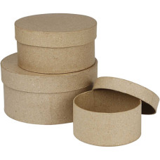 SET DA 3 SCATOLE IN CARTAPESTA A ROTONDE CON COPERCHIO
