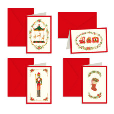 KARTOS  BIGLIETTI DI NATALE 11,7X17 CM SFONDO AVORIO - CONF. 12 PEZZI