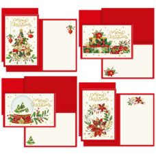 BIGLIETTI DI AUGURI NATALIZI CON BUSTA KARTOS MERRY CHRISTMAS 11,7X17 CM – CONF. 12 PZ