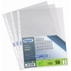 FAVORIT SUPERIOR BUSTA FORATURA UNIVERSALE LISCIA IN PP FORMATO 22X30 CONF. 50 BUSTE